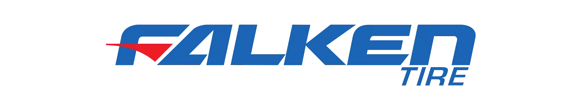 Falken Tire logo with blue letters and a red arrow. 