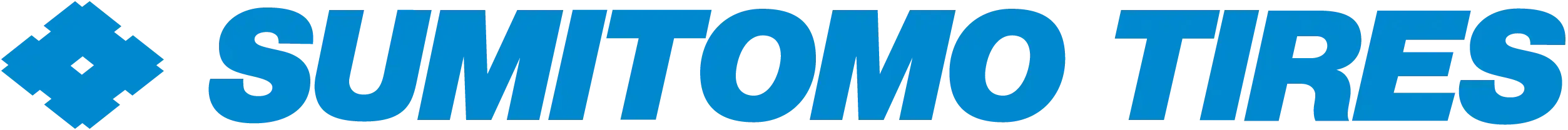 Sumitomo Tires logo in blue, with a four-petal flower icon on the left.